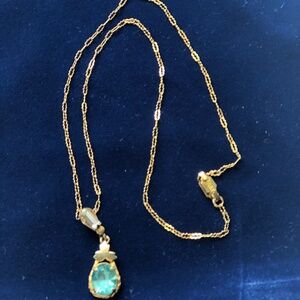 Vintage / Antique possibly Victorian GF blue stone pendant necklace